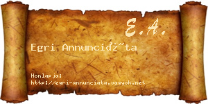Egri Annunciáta névjegykártya